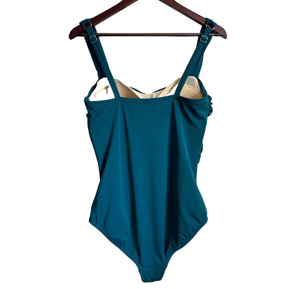 Swimsuits For All shirred sweetheart green one piece women’s 14 slimming pool - Picture 2 of 9